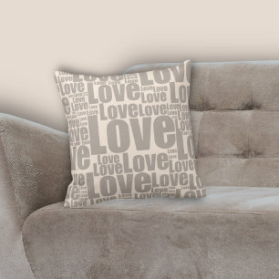 Coussin Motif de typographie moderne blanche et grise