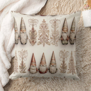 Coussin Motif de vacances à l'aquarelle vintage de gnome d