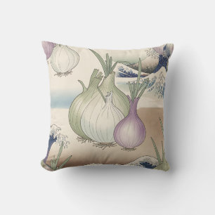 Coussin Motif de vague de oignon Ukiyo-e
