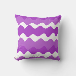 Coussin Motif de vagues horizontales violet et blanc