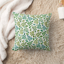 Coussin Motif de verdure aquarelle. Feuillage vert fleuri