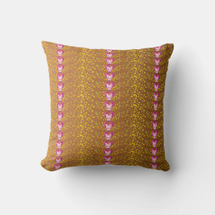 Coussin motif de violets vintages de bronze et rose