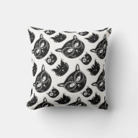 Motif de visage de chat noir avec des lunettes fun