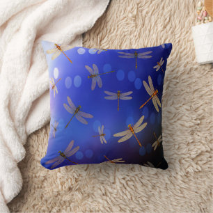 Coussin Motif De Vol De Dragon Bleu Et Blanc,