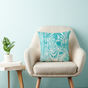 Coussin Motif de Wood Grain Aqua
