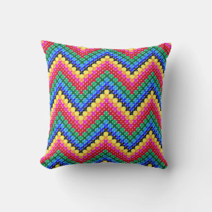 Coussin Motif de zigzag coloré