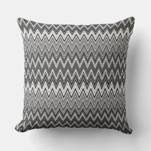 Coussin Motif de zigzag géométrique noir et blanc