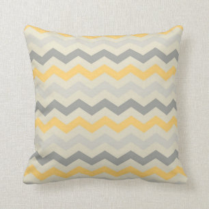 Coussin Motif de zigzag jaune gris d'impression de zigzag