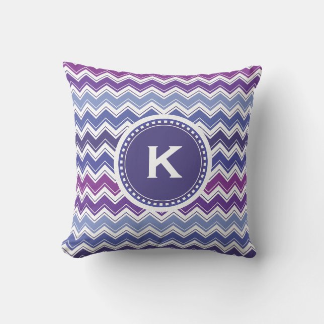 Coussin Motif de zigzag tribal de Chevron dans bleu et (Recto)
