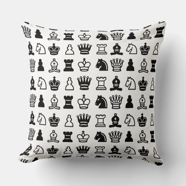 Coussin Motif d'échecs noir et blanc (Recto)