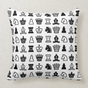 Coussin Motif d'échecs noir et blanc