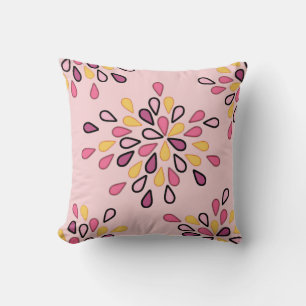 Coussin motif décoratif élégant rose et jaune