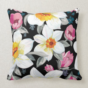 Coussin Motif d'élégance avec des fleurs de narcisse