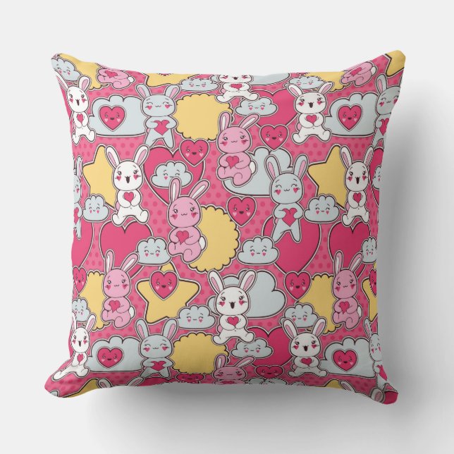 Coussin Motif d'enfant de Kawaii avec des griffonnages (Recto)