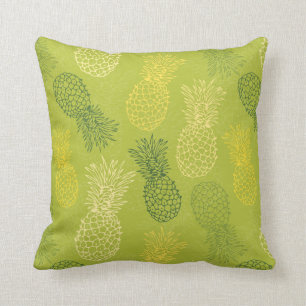 Coussin Motif d'ensemble d'ananas sur le vert