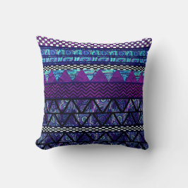 Coussin Motif des bandes de la tribu des Boho violet profo
