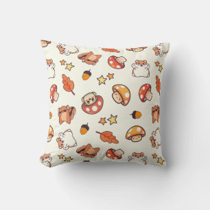 Coussin Motif des boisés et des champignons de Kawaii
