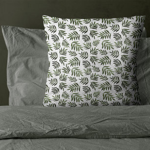 Coussin Motif des branches vertes aquarelle