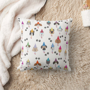 Coussin Motif des chiens de fête d'anniversaire