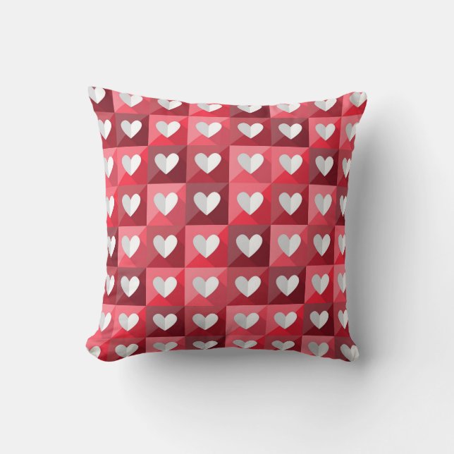 Coussin Motif Des Coeurs Rouge Et Blanc (Recto)