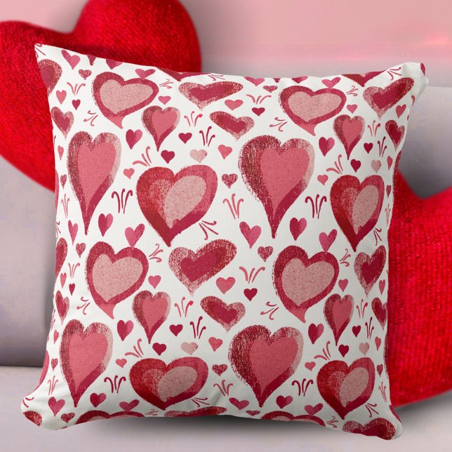 Coussin Motif des Coeurs rouges Dessin Saint Valentin (Créateur téléchargé)