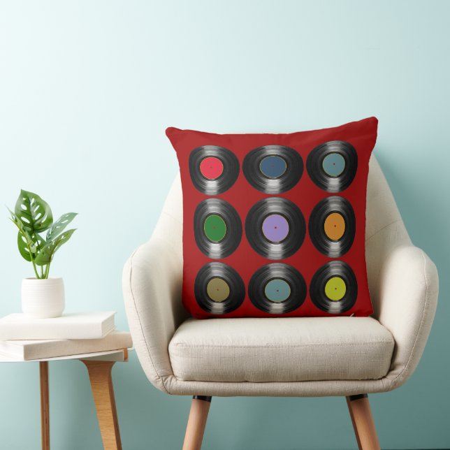 Coussin motif des enregistrements vinyle couleur (Chaise)