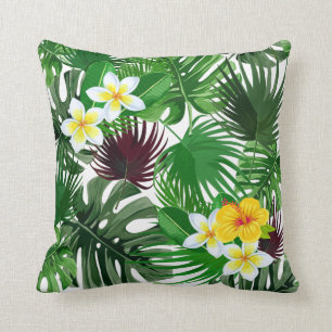 Coussin motif des Feuilles et des fleurs de palmiers tropi