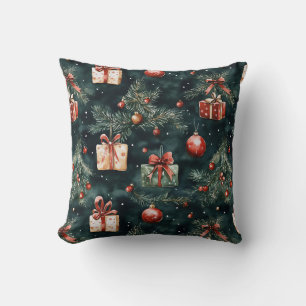 Coussin Motif des ornements et cadeaux de Noël