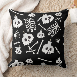 Coussin Motif des os crâniens de squelette d'Halloween