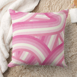 Coussin Motif des rayures arc-en-ciel rose rétro