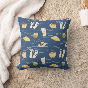 Coussin Motif d'essentiels de plage d'été (3)