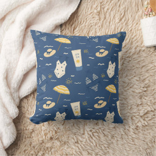 Coussin Motif d'essentiels de plage d'été (4)