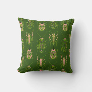 Coussin Motif Dessiné à la Main d'Insecte Coléoptère pour