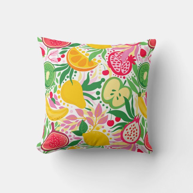 Coussin Motif d'été de l'aquarelle de fruits tropicaux (Recto)