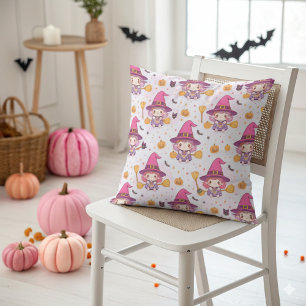 Coussin Motif d'Halloween mignon avec Citrouilles et Fantô