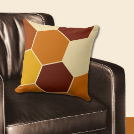 Coussin Motif d'hexagone orange géométrique régulier