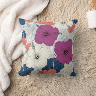 Coussin Motif d'Hibiscus Tropical Côtier (15)