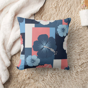 Coussin Motif d'Hibiscus Tropical de Bord de Mer (11)