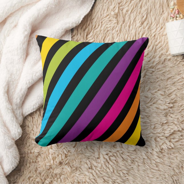 Coussin Motif diagonal rayé coloré (Couverture)