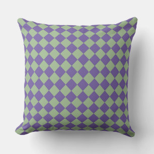 Coussin Motif diamant à carreaux violet vert
