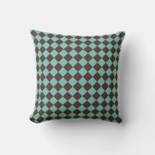 Coussin Motif diamant Brown Turquoise Checker