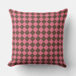 Coussin Motif diamant de Checker Brown rose