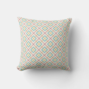 Coussin Motif diamant géométrique rose et bleu pastel
