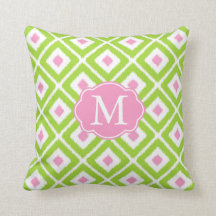 Motif Diamant Ikat Blanc Vert Et Rose