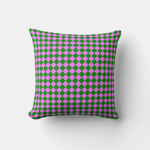 Coussin Motif diamant Pink Green Checker