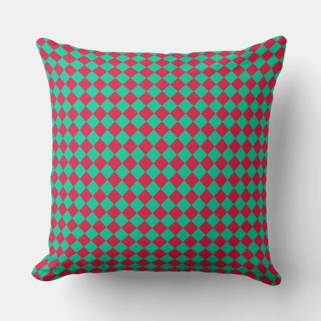 Coussin Motif diamant Red Green Checker (Recto)