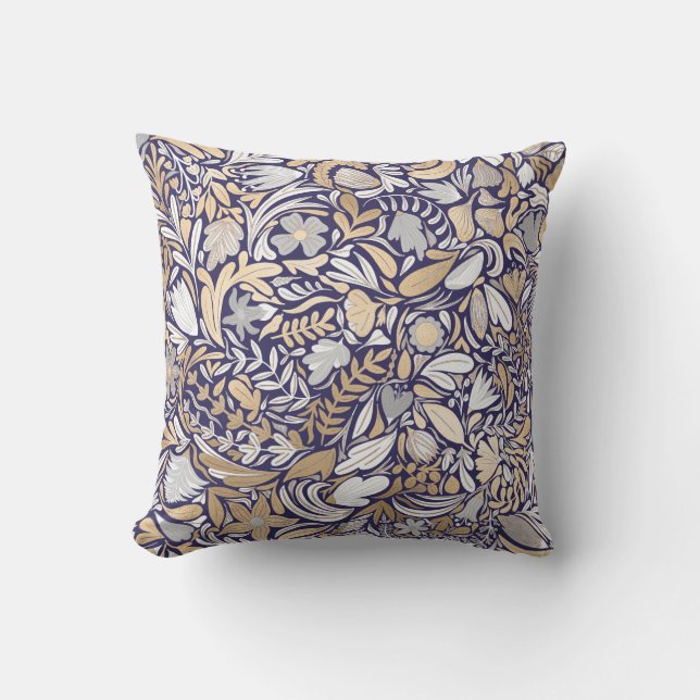 Coussin Motif d'illustration de la feuille florale blanche (Recto)