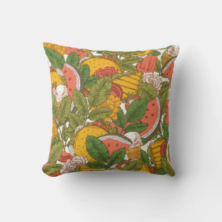 Coussin Motif d'illustration Vintage de nourriture d'été