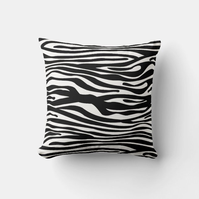 Coussin Motif d'impression de zèbre - noir et blanc (Recto)