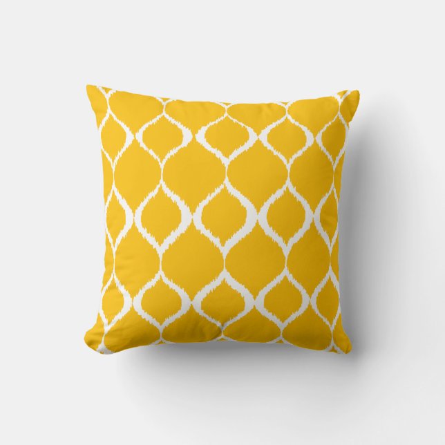 Coussin Motif d'impression tribal Ikat géométrique jaune o (Recto)